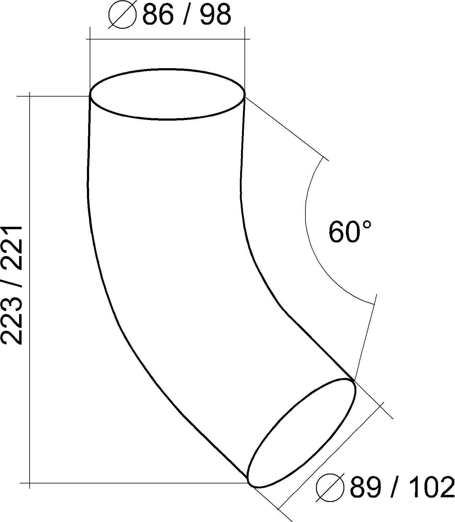 Чертеж Колено водосточной трубы